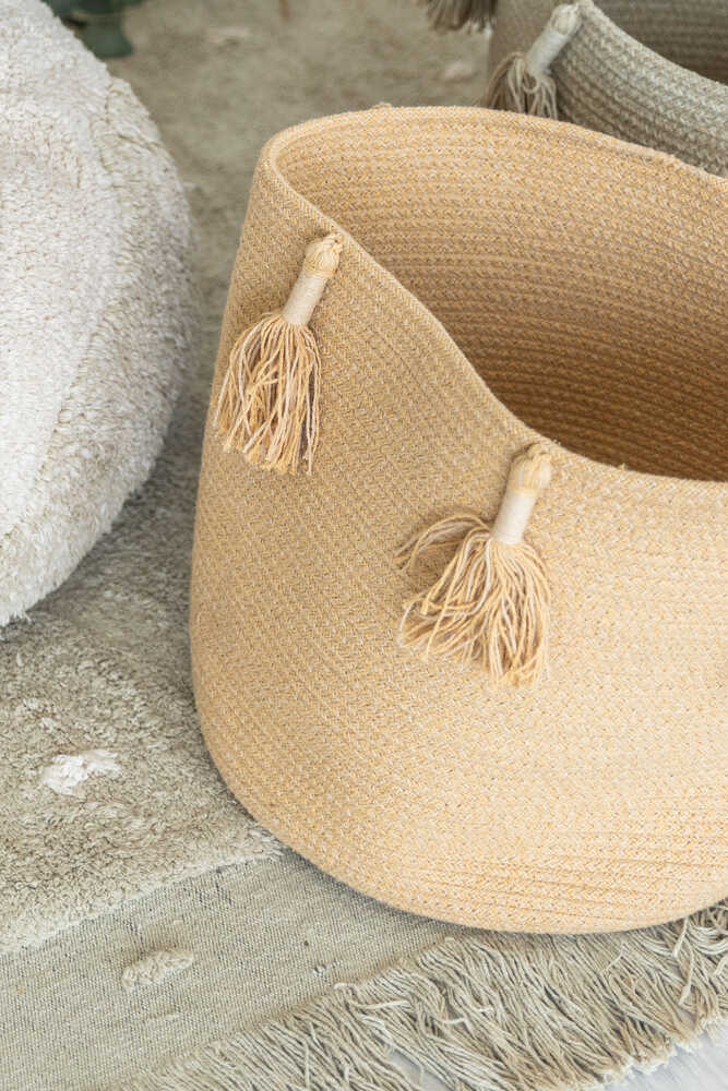 STORAGE BASKET FRINGES WOODY HONEY - Image 3