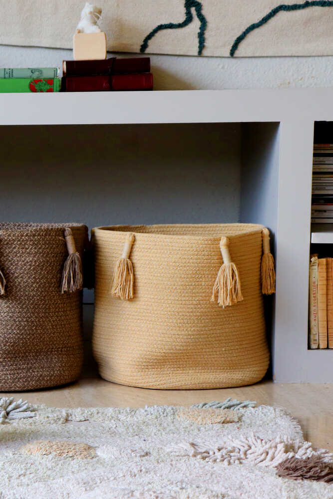 STORAGE BASKET FRINGES WOODY HONEY - Image 5