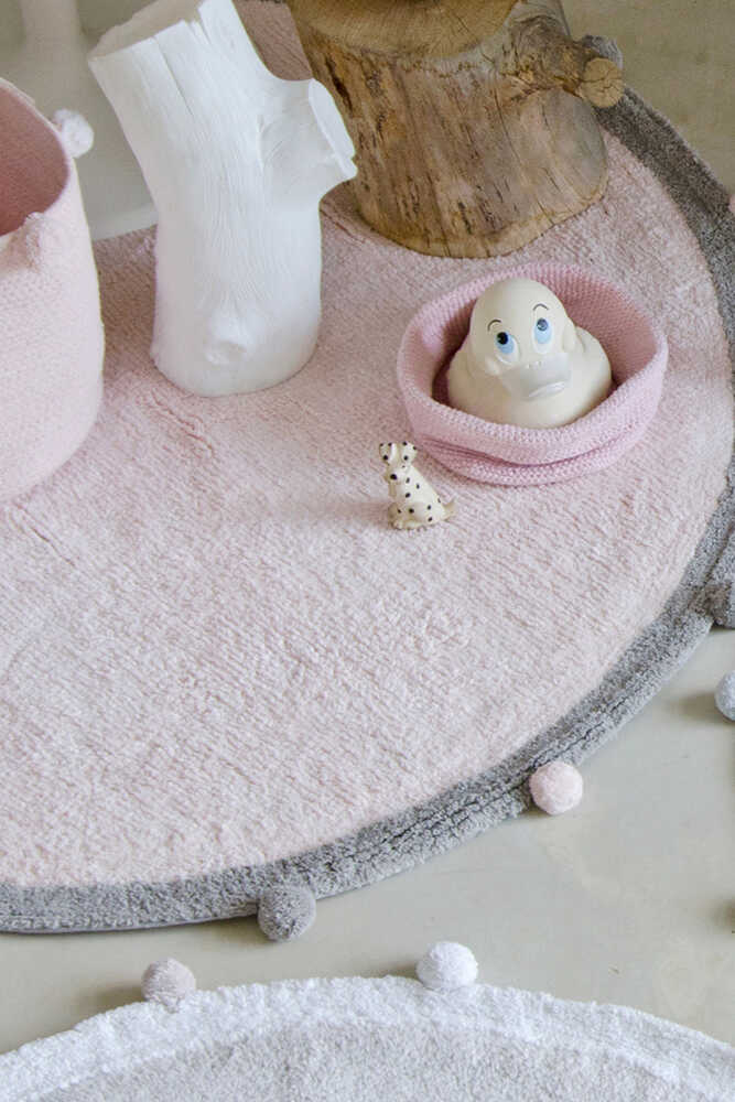 WASHABLE RUG BUBBLY SOFT PINK - GREY - Image 3
